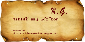 Miklóssy Gábor névjegykártya