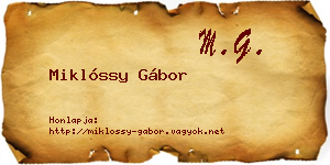 Miklóssy Gábor névjegykártya